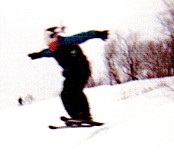 Picture of me taking a jump at Lutsen in March, 1999.