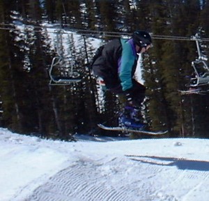 Picture of me taking a jump at Keystone Resort in March, 2000.